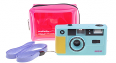 Dubblefilm Kamera T�rkis 35mm mit Blitz inkl. Tasche
