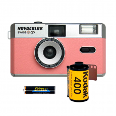 Novocolor Swiss+Go 35mm Analog Camera Pink  (incl. Film, Case & Battery)